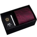 Men tie and accessories gift box set with patterned necktie, brooch and stylish tie clip. - HVY8111