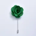 Elegant green fabric camellia flower lapel pin boutonnière for wedding suit men decoration brooch - Green