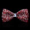 Herren glitzernde rot silberne Kristall Strass Fliege Hochzeit Party Bräutigam Fliege - Hellrot