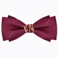 Papillon da uomo bordeaux con elegante fibbia centrale in metallo dorato a forma di foglia. - Rosso Giuggiola Britannico