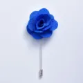 Blue fabric flower lapel pin groom wedding boutonniere elegant suit brooch party accessory - Blue