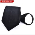 Close-up of black zipper tie detail, showing the convenience of pre-tied design. - Black Irregular Pattern Y8691