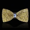 Goldene Strass Fliege für Herren glänzender Kristall Schleifenknoten für Party Hochzeit Zubehör - Goldgelb