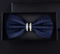 Farfallina uomo blu scuro con strass matrimonio sposo elegante accessorio per abito formale - Blu scuro