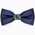 Farfallina blu navy da uomo con anello centrale in metallo dorato foglia matrimonio formale - Blu scuro saglia