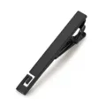 Matte black metal tie clip for men with geometric cutout design, business formal suit accessory - Geometric Pattern Style(Z1207) / Gunmetal