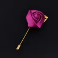 Elegant satin rose brooch with gold tone pin for wedding, party and formal event wear. - Rose Red