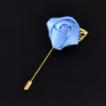 Blue rose lapel pin fabric flower brooch wedding groom suit accessory decoration - Blue