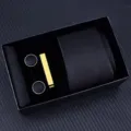 Men's black tie gift set with cufflinks, tie clip and pocket square in elegant box. - Zipper 6cm Narrow KH6R6007-2