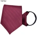 Burgundy men's zipper tie, 8cm wide no-tie pre-tied necktie for business wear and suits. - Y8702 Burgundy Double Twill