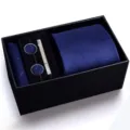 Set de corbata azul para hombre con pañuelo gemelos pasador en caja de regalo. - Modelo con cremallera | KH6R8042-1