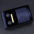 Men blue tie set variant, includes cuff links pocket square and tie clip in gift box. - Zipper 6cm Narrow KH6R6037-2