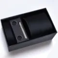Set de regalo de corbata negra para hombre con gemelos y elegante pinza para corbata. - Caja de Cartón Hecho a Mano Rayas Finas Negras