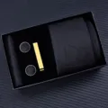 Men's Black Tie Gift Set Including Tie Pocket Square Cufflinks and Tie Clip for Formal Wear - Zipper 6cm Narrow KH6R6041-2