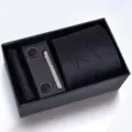 Conjunto de corbata negra para hombre con gemelos alfiler de corbata caja - Caja de Cartón Hecho a Mano Rayas Negras