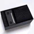 Set de corbata negra paisley pañuelo gemelos pasador de corbata caja de regalo hombre - Caja de Cartón Hecho a Mano Paisley Negro