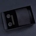 Men black tie gift set including necktie pocket square cufflinks and tie clip for business. - Zipper 6cm Narrow KH6R6010-3