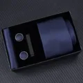 Men's blue necktie gift set with pocket square cufflinks and tie clip in black box. - Zipper 6cm Narrow KH6R6037-3