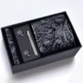 Set de corbata paisley hombre 8cm caja de regalo pañuelo gemelos pisa corbata variante - Caja de Cartón Set Paisley