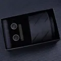 Men's black tie gift set including necktie, pocket square, cufflinks and tie clip for business. - Zipper 6cm Narrow KH6R6043-3