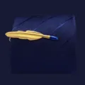 Gold feather tie clip brass tie bar with blue enamel detail accessory fine metal jewelry - Z1129 Gold + Blue