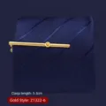 Golden brass tie clip with crystal stone, 5.3cm length variant for men business suits. - Gold with Yellow Rhinestone | Z1322-6