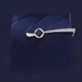 Silver tie clip with square dark stone and crystals, length 5.6cm, elegant men's suit accessory. - Z1132 Silver with Rhinestones