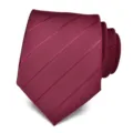 Men's 8cm classic burgundy diagonal stripe necktie for business formal wedding wear. - Burgundy Striped