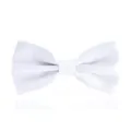 Detailansicht einer klassischen weissen glatten Fliege aus Stoff, ideal fuer elegante Anzuege. - Weiß