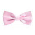Pink satin bow tie close up detail view, classic formal wear neck accessory for men. - Light Pink