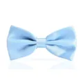 Light blue solid silk bow tie for men wedding formal wear classic pre-tied bowknot accessory - Light Blue
