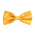 Detail shot of the yellow silk bow tie showing smooth glossy texture and fine craftsmanship. - Golden Yellow