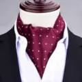 Herren burgunderroter gepunkteter Ascot Krawatte formeller Anzug Halstuch britischer Stil - X908