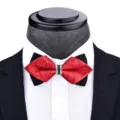 Men red black double layer bow tie with crystal rhinestones groom wedding tuxedo accessory - T6062