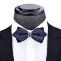Herren spitz formelle Fliege blaues Gitter Strass Hochzeit Bräutigam Anzug Zubehör - T6001