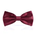 Burgundy satin bow tie for men, elegant double layer design for wedding and formal suits. - Wine Red