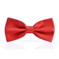Men's solid red glossy double layer bow tie for wedding formal business wear and groom outfits - Bright Red