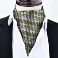 Men's vintage geometric pattern ascot cravat retro classic silk necktie for suit wear - X911