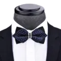 Herren Luxus Kristall Strass Fliege Blau Schwarz Kariert Anzug Hochzeit Fliege Halskrause - T6002