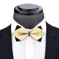 Men elegant black gold bow tie crystal rhinestone pointed double layer wedding formal suit bowknot - T6012