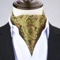 Men's retro paisley ascot tie classic silk feel polyester neckerchief for business suit. - X903