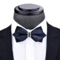 Men's blue diamond pointed bow tie variant, elegant crystal wedding formal suit accessory. - T6036