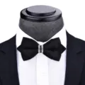 Black crystal rhinestone sharp bow tie for men, stylish groom wedding formal wear variant. - T6021