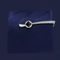Silver tie clip with black square rhinestone crystal men's formal business suit accessories suit pin - Z1132-2 Silver with Black Rhinestone