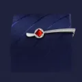 Silver square red gem tie clip, stylish men's business suit accessory for formal wear. - Z1132-3 Silver with Red Rhinestone