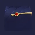 Gold tie clip with red square crystal rhinestone elegant men suit accessory 5.6cm - Z1133-3 Gold with Red Rhinestones