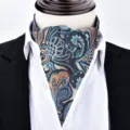 Men's Paisley Silk Ascot Tie Vintage Cravat Necktie for Business Suit and Wedding Party. - X9102