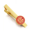 Golden brass tie clip featuring a red traditional pattern, elegant accessory for formal events. - Z5071 | Alloy