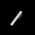 Heren zilveren korte dasclip met ruitpatroon, stijlvol metalen accessoire voor heren. - Z1417-P (Kaartpapier Verpakking)