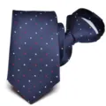 Corbata de cremallera azul con puntos rojos y blancos corbata fácil para hombre de bodas - Y6226 (Azul Oscuro Lunares)